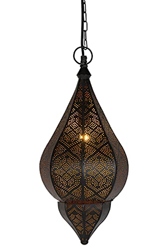 Orientalische Lampe Pendelleuchte Schwarz Kihana 40cm E14 Lampenfassung | Marokkanische Design Hängeleuchte Leuchte aus… – Bild 6