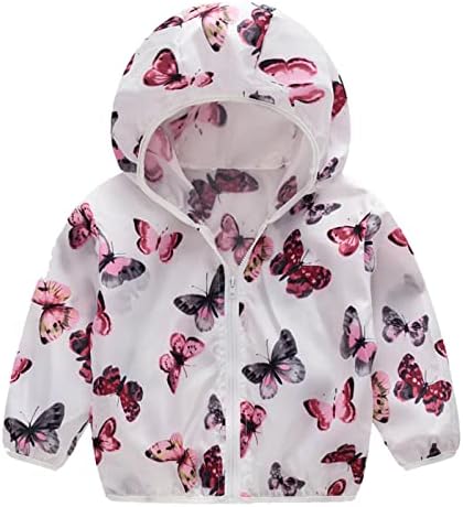 Toddler Boys Girls Sunscreen Jackets Summer Long Sleeve Cartoon Hooded Outerwear Zipper Coats Lightweight Outwear Pink