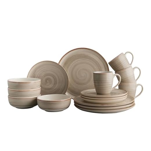Corona Dinnerware Set 16-pieces Earthenware | Gray Caoba | Hand-Painted | Set de Vajilla 4 puestos | 16 piezas | Ceramica | Artisan Decor