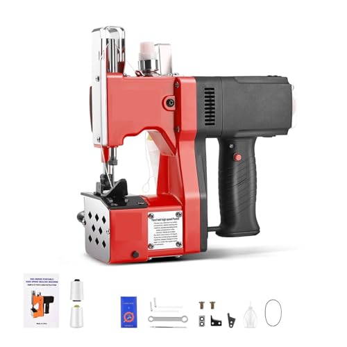 GKJHTED Máquina de Cierre de Bolsas portátil, selladora de Costura portátil, máquina de Coser eléctrica Industrial, selladora de Bolsas Tejidas, Embalaje Auto