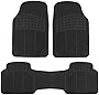 BDK Original ProLiner 3 Piece Heavy Duty Front & Rear Rubber Floor Mats for Car SUV Van & Truck, Black - All Weather Floor Protection Fits Most Vehicles