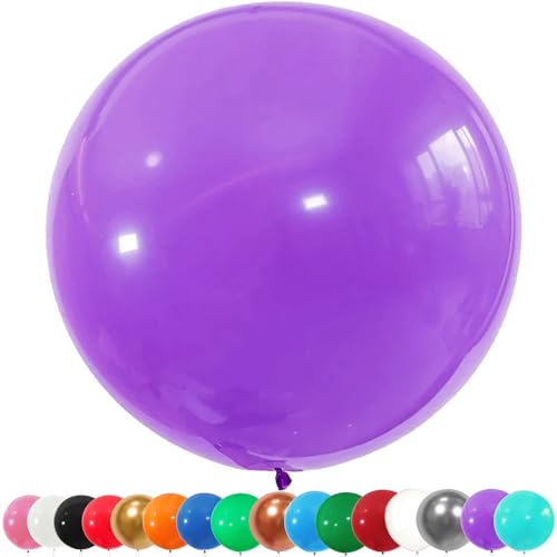 Lot de 6 Ballons Géants en Latex 90cm (36 Pouces) - Grand Ballon Violet pour Décorations - Helium pour Fête, Anniversaire, Mariage, Baptême, Noël, Carnaval,...