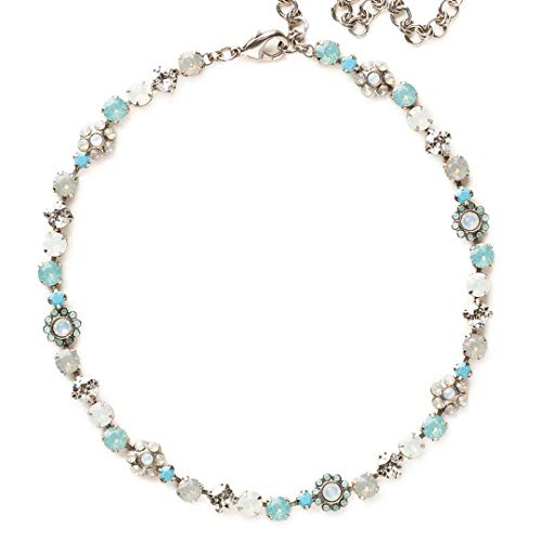 Sorrelli Classic Floral Tennis Necklace, Antique Silver-Tone Finish, Aegean Sea