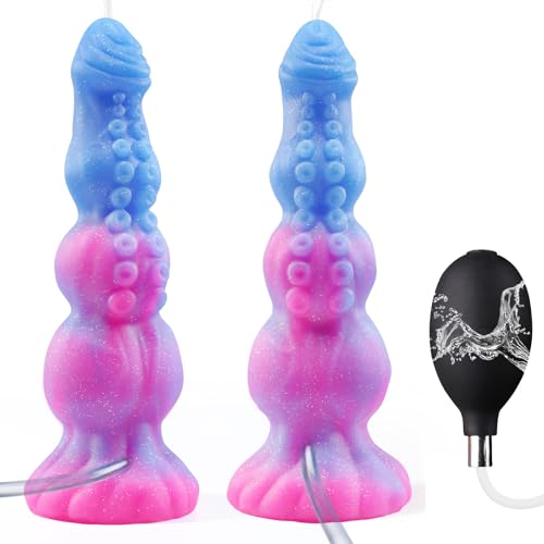 Monster Dildo Adult Sex Toys - 10' Squirting Big Fantasy Anal Plug with 3 Dog Knots & Tentacle, Luminous Silicone Strong Suction Cup, G-Spot Thick Dildo Gay Sex Toys for Women Couple