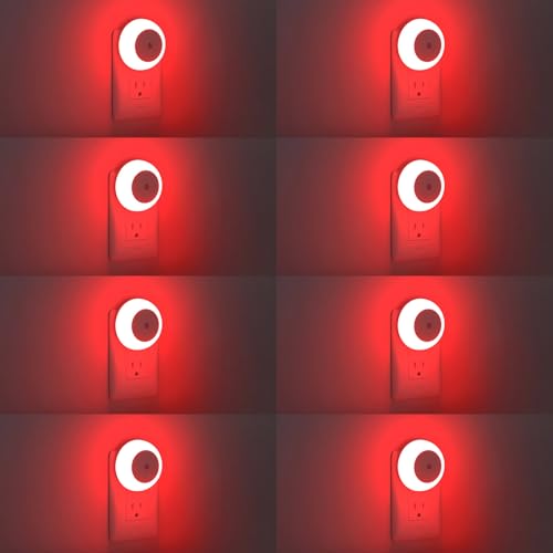 Image of fesnne Night Light, Night Lights Plug into Wall, Dusk to Dawn Sensor, Red Led Night Light 0.5W, 8 Pack Nightlight for Adults, Bedroom, Bathroom, Hallway, Kitchen