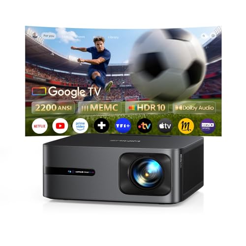 Vidéoprojecteur 4K MEMC【2200 ANSI/Google TV 14.0/Dolby 40W】 Auto Focus/Keystone WiMiUS Vidéoprojecteur de Jour 4K, Contrôle Vocal,...
