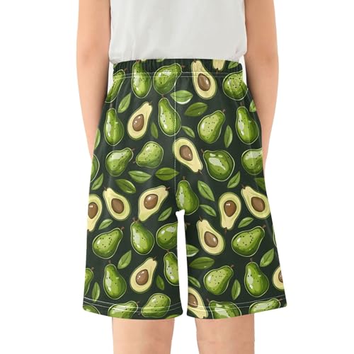 ALAZA Avocado Green Leaf Fruit Pajama Shorts Elastic Waist Casual Sleep Shorts with Pockets Size 6-142