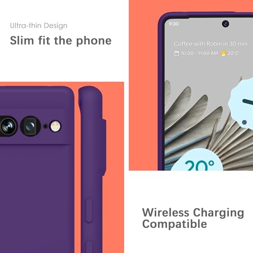 Image of YATWIN Silicone Back Case for Google Pixel 7 Pro, Soft-Touch Phone Back Cover for Google Pixel 7 Pro - Purple