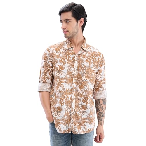Image of Spykar Men's Slim Fit N /A Full Sleeve Printed Casual Shirts