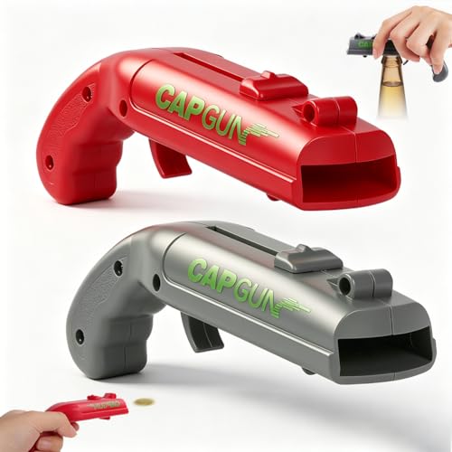 AOOTE Beer Bottle Opener Cap Gun 2Pcs Funny Bottle Cap Gun Beer Caps Guns Opener Tool for Shooting Game Home Bar Party Christmas Birthday