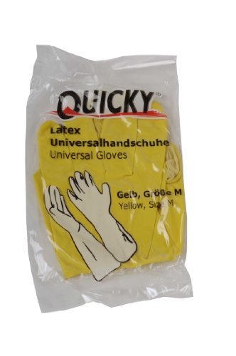 Quicky - Guantes universales de látex, ligeramente, algodón, tamaño M, amarillo, pack de 144