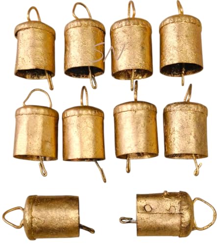 Set of 10 Handmade Tin Cylinder Bells – 2 Inch | Rustic Jingle Bells for Christmas Wreaths, Garland, DIY Crafts & Boho Holiday Decor