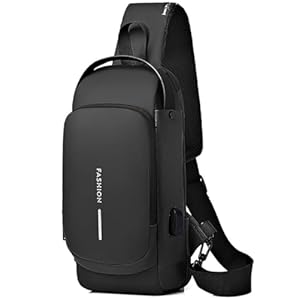 Anti-Theft Sling Bag with USB Port, Crossbody Shoulder Backpack, Single Shoulder Bag, Waterproof, Travel Shoulder Sling Bags Crossbody Chest Bag for Men, Women 2 41KnjHAdGAL. SL500 . SS300