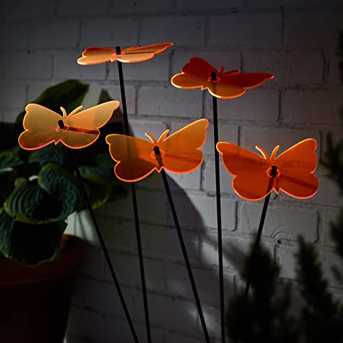 Sun Catcher Garden Decor Glowing Gatekeeper Butterfly Set of 5 Large Garden Stakes 75cm - Image 2