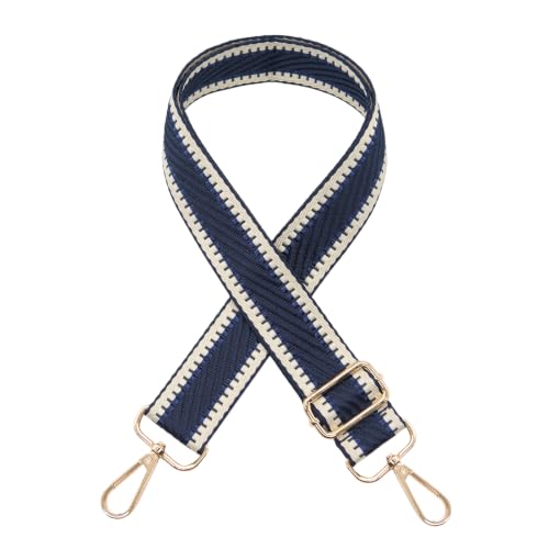 Long Keeper Purse Strap Wide Shoulder Straps for Crossbody Bag Strap Replacement Adjustable Guitar Straps for Women Handbags (Dark Blue Stripe)
