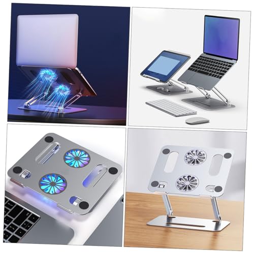 Base ajustable para laptop con enfriador doble de aluminio miniatura 4