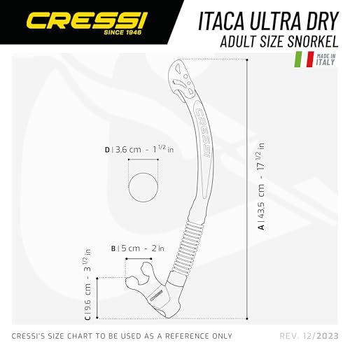 Cressi Adult Dry Snorkel para Buceo, Snorkel con Guardián Seco y Válvula Purga - Itaca Ultra Dry Hecho en Italia miniatura 5