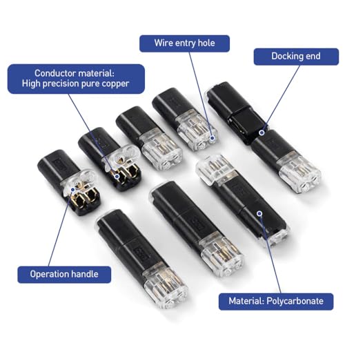 Image of Serplex 24Pcs Wire Connectors 2 Pin Male Female 18-24AWG Cable Jointer