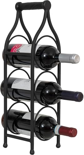 Biscottini Porte-Bouteilles à vin en Fer forgé Noir Antique - Porte-Bouteille Eau et vin L13 x PR14 x H46 - Porte-vin de Table - Cave à vin pour Meubles