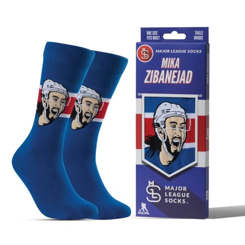 Major League Socks - Hockey Socks for Men & Women, Collectible NHL Team New York Rangers Fans of MIKA ZIBANEJAD, Merchandise Gift for Sport Enthusiasts on All Occasions, Hockey Socks Adult - Size 7-13