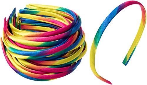 Rainbow Satin Headband for Women (60-Pack)