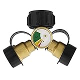 Dumble Propane Tank Adapters LP Gas Line Splitter 2 Way Hose Tee Y Propane Splitter with Gauge - 2...