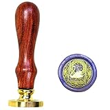Anbose Sceau de cire avec tête en laiton amovible et poignée en bois - Style rétro vintage pour cartes, lettres, invitations - Motif : cygne et étoiles