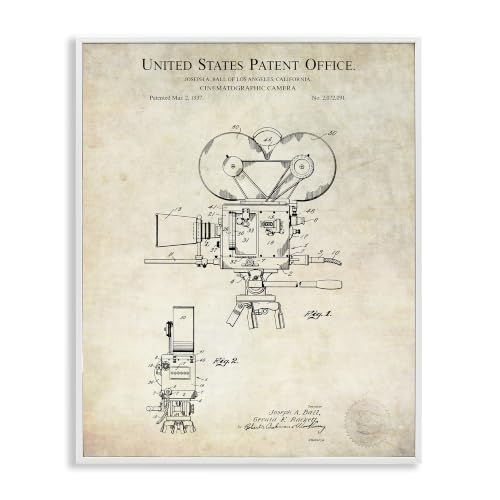 Stupell Industries Cinematographic Camera Patent Detailed Blueprint Design, Design by Karl Hronek