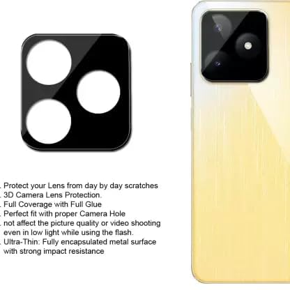 Image of Realme Narzo N53 Camera Glass Lens Protector 9H 3D Screen Protector Tempered Glass for Realme Narzo N53, Black
