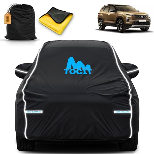 Image of Tata Safari Waterproof Long Life Car Cover with Safety Glow Reflective Strap, Premium Velvet Velour Fabric, Soft & Stretchable, Machine Washable, Tri-Stitch Custom Fit with Mirror Pocket