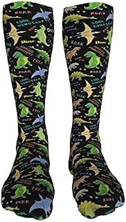 702 Unisex Work Socks Cute Cartoon Dinosaurs Athletic Socks Anti Bliste Office Socks Anti Sweat Walking Socks For Hiking Camping 50Cm