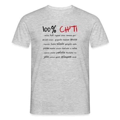 Spreadshirt Langue Picard 100% Ch'ti T-Shirt Homme, 3XL, Gris chiné