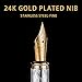 KEYZOR Luxury Fountain Pen Fine Nib For Writing,Refillable Ink Converter,24k Gold Trim Pens Gift Set For Men &Women,Professional,Business,Office