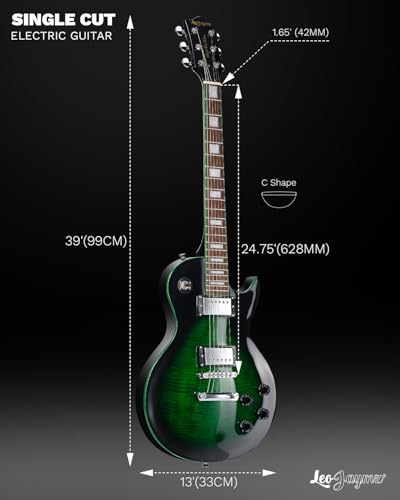 Image of Leo Jaymz SC Series Electric Guitar - Mahogany Body, Laurel Fingerboard, Dual Humbuckers, Tune-O-Matic Bridge, C Neck, 18:1 Tuners (Black Green)
