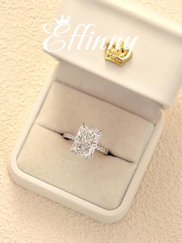 Effinny 7.0 Carat Radiant Cut Engagement Ring,Promise Ring for Women in 925 Sterling Silver(Size:7) - Image 2