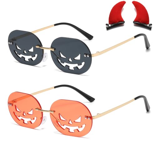 Halloween Pumpkin Sunglasses for Women Men - Halloween Accessories Pumpkin Glasses for Costume Party Prom Cosplay