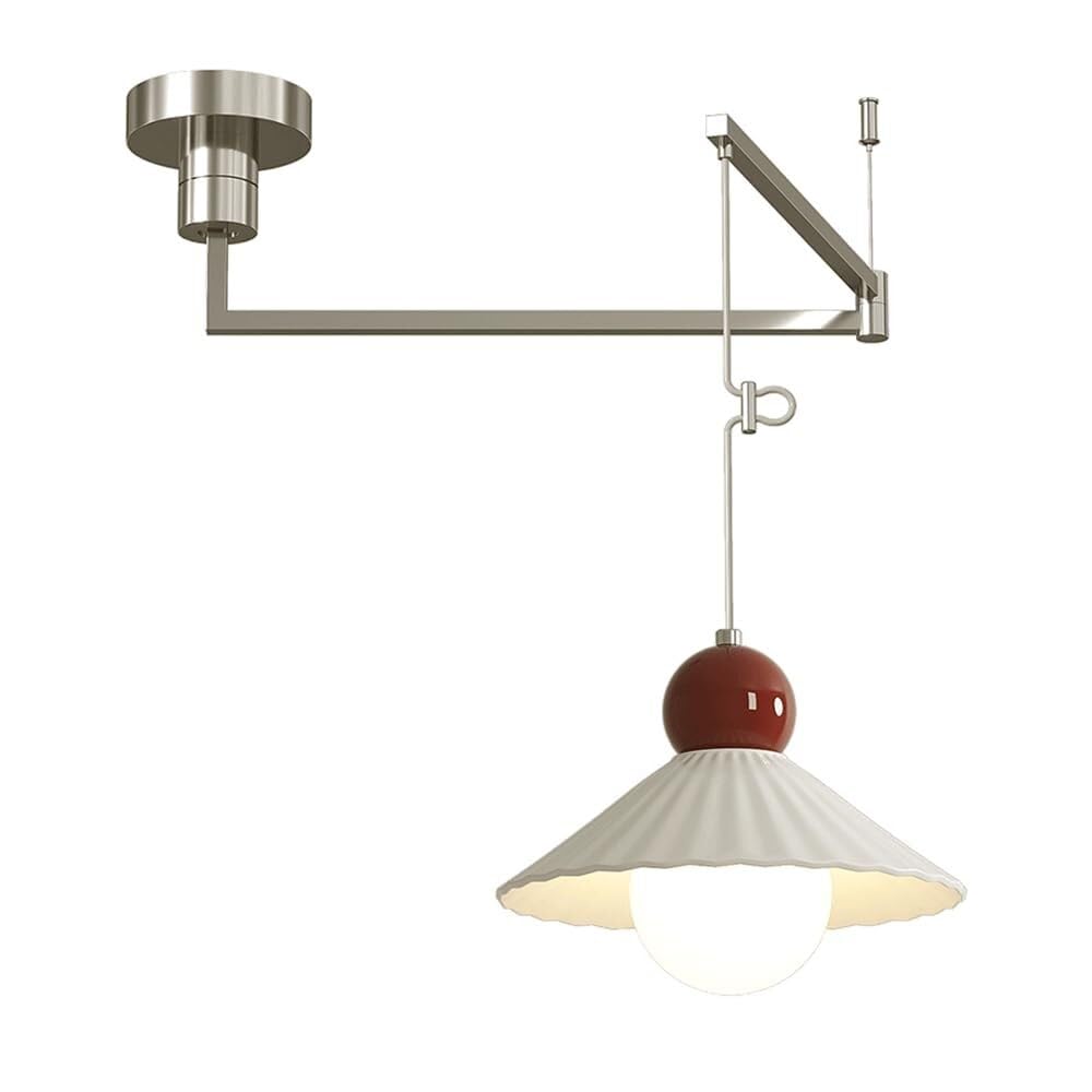 Lustre en métal nickelé et plafonnier à bras pivotant design contemporain