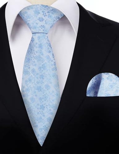 Image of Alizeal Mens 3.15inches Exquisite Floral Tie with Small Flower Printed Pocket Square