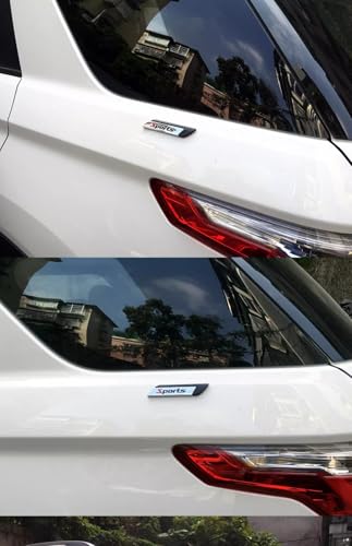Image of 2Pcs Metal Sport Emblem 3D Badge Car Body Side Trunk Door Sticker for Universal Cars (Silver Black)
