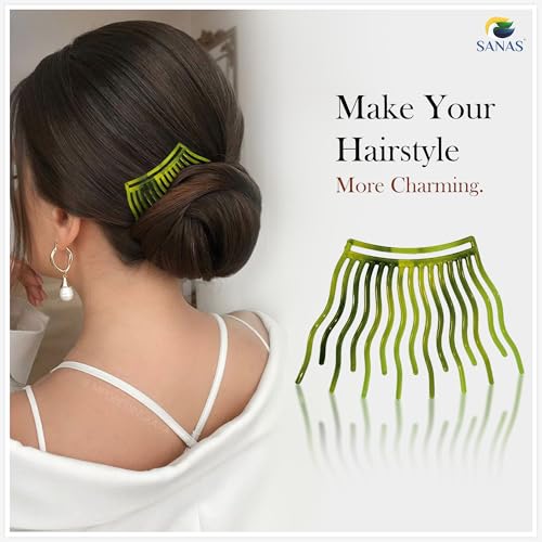Image of Sanas French Comb (4 Pcs) Hair Clips For Women Side Comb Set For Bun, Juda Accessories For Women Hair Comb Clips, Hair Fork Stylish Hair Slides (Trendy Multi Colour Pack) (4 Pcs)