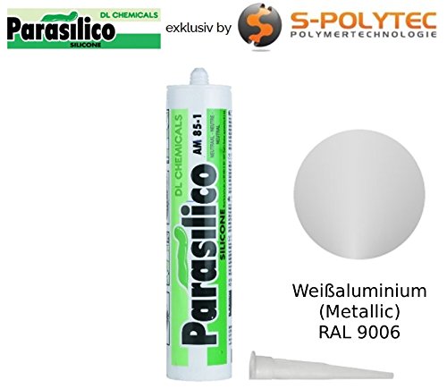 Preisvergleich Produktbild Profi Silikon Parasilico 310ml Kartusche Dichtstoff Sanitär, Küchenbereich, Innen-und Außen Bausilikon, Große Farbauswahl (1x Kartusche 310ml, weißaluminium (Metallic) RAL 9006)