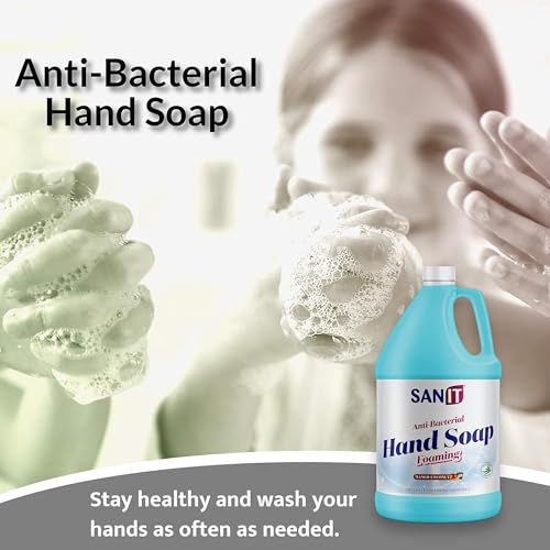 Image of Sanit Antibacterial Foaming Hand Soap Refill - Advanced Formula with Aloe Vera and Moisturizers - All-Natural Moisturizing Hand Wash - Made in USA, Mango Coconut, 1 Gallon