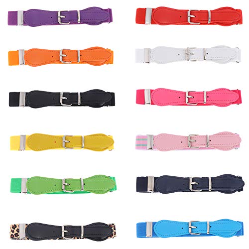 Olgaa 12 Pieces Kids Belt Adjustable Elastic Fashion Belt With Pin Buckle For Girls Kids, 12 Colors #TOP2
