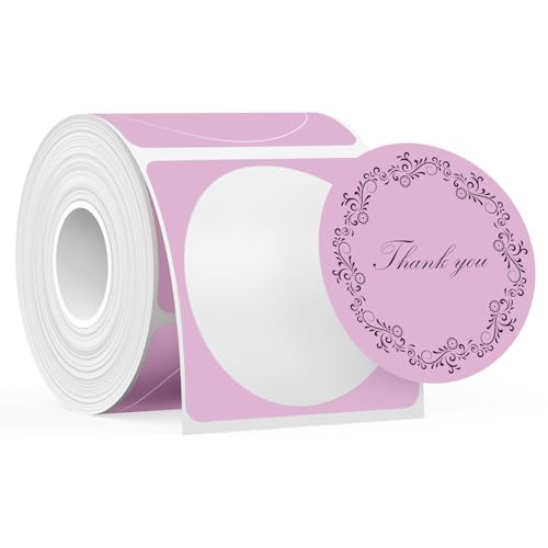 SUPVAN T50M Label Tape 2" Round Laminated, Black on Purple