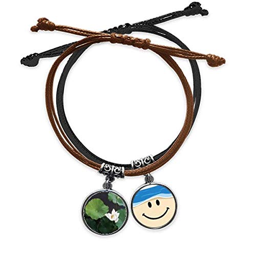 Pulsera cuerda mano hoja de loto amuleto para meditación y looks de verano
