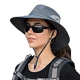 Sun Hats Women UV-Sheild-Protection Packable with Ponytail Hole (Dark Grey)