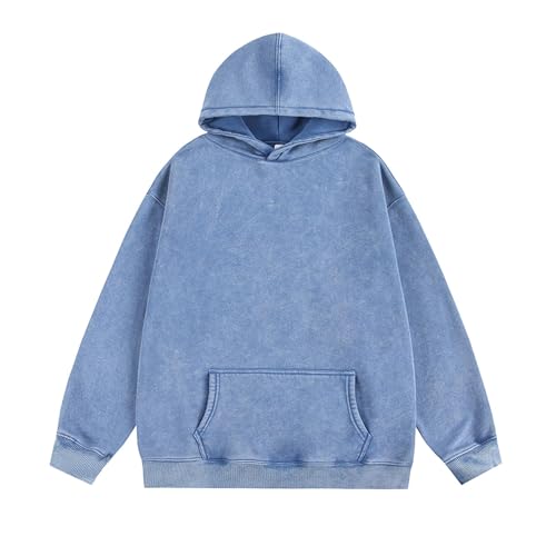 Cambkatl Men's Vintage Distressed Hooded Sweatshirt Pullover Casual Warm Winter Fleece Lined Long Sleeve Hoodies with Pocket