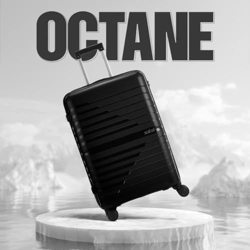 Image of Safari Octane Recessed TSA Lock, 8 Wheels, Hardside (Cabin & Check-in) Polyproplyene Trolley Spinner Luggage Set of 3, Black Color 60Cm, 70Cm & 80Cm, Small, Medium, Large (Black)