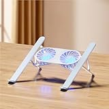 Mayten Laptop Stand with Cooling Fans, Aluminum Foldable and Portable Laptop Holder for Desk, Ventilated Cooling Notebook Stand with Low-Noise Fans for All 10-17” Notebook Computer-with Light-Silver