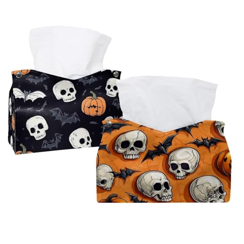 Boîte de rangement Halloween chic à motifs de crânes et citrouilles pour commode